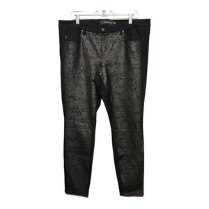 Torrid Slim-Fit Crackled Faux Leather Knit Pants Black Mid-Rise Plus-Size 16